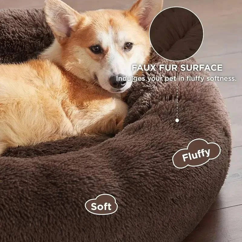 Warm Washable Round Plush Bed - MY TECH PET SHOP