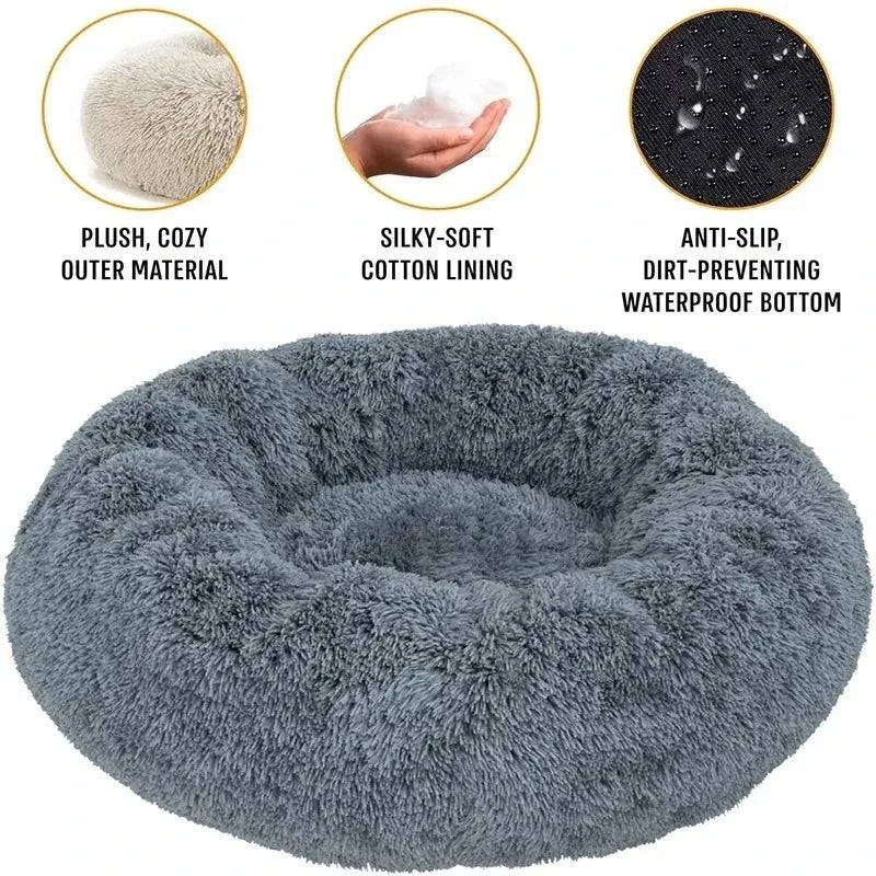 Warm Washable Round Plush Bed - MY TECH PET SHOP