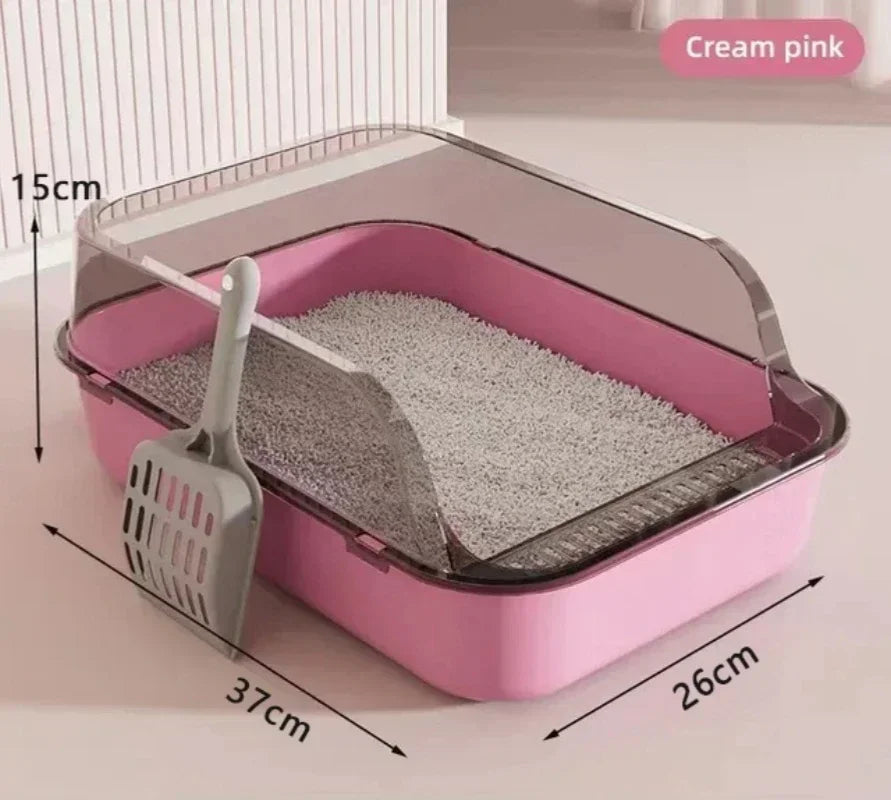 Semi-Enclosed Cat Litter Box Tray - MY TECH PET SHOP