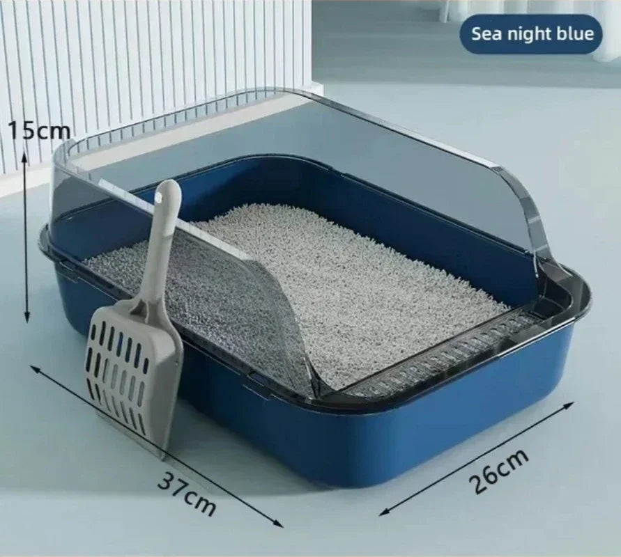 Semi-Enclosed Cat Litter Box Tray - MY TECH PET SHOP