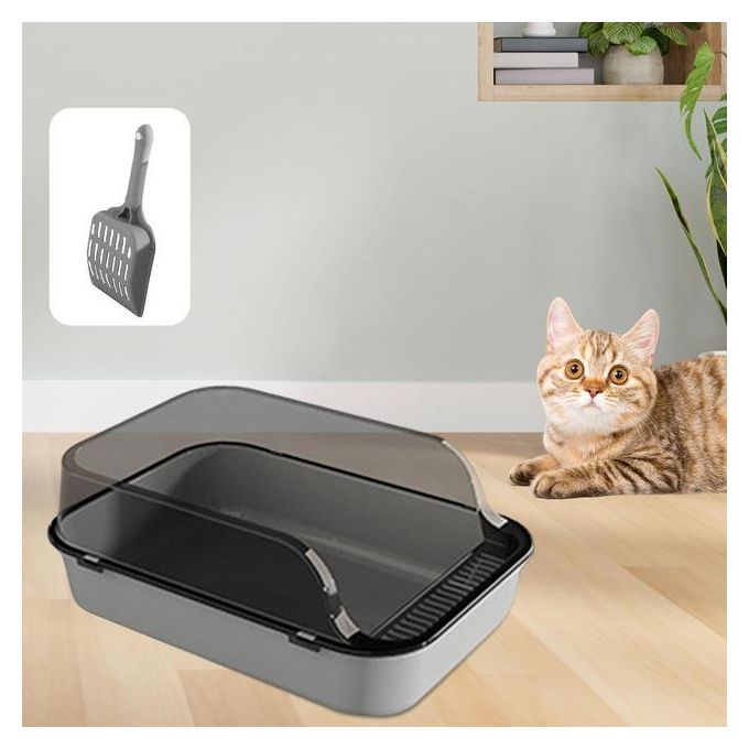 Semi-Enclosed Cat Litter Box Tray - MY TECH PET SHOP