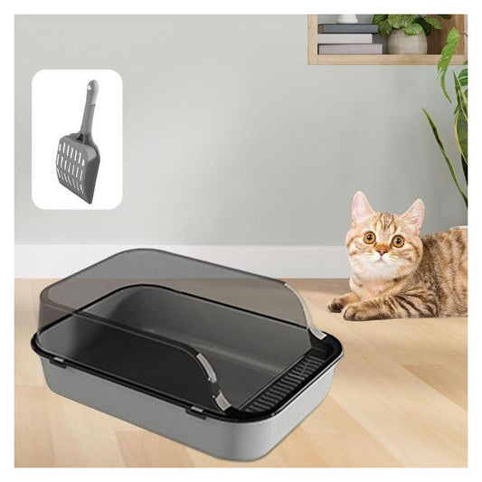 Semi-Enclosed Cat Litter Box Tray - MY TECH PET SHOP