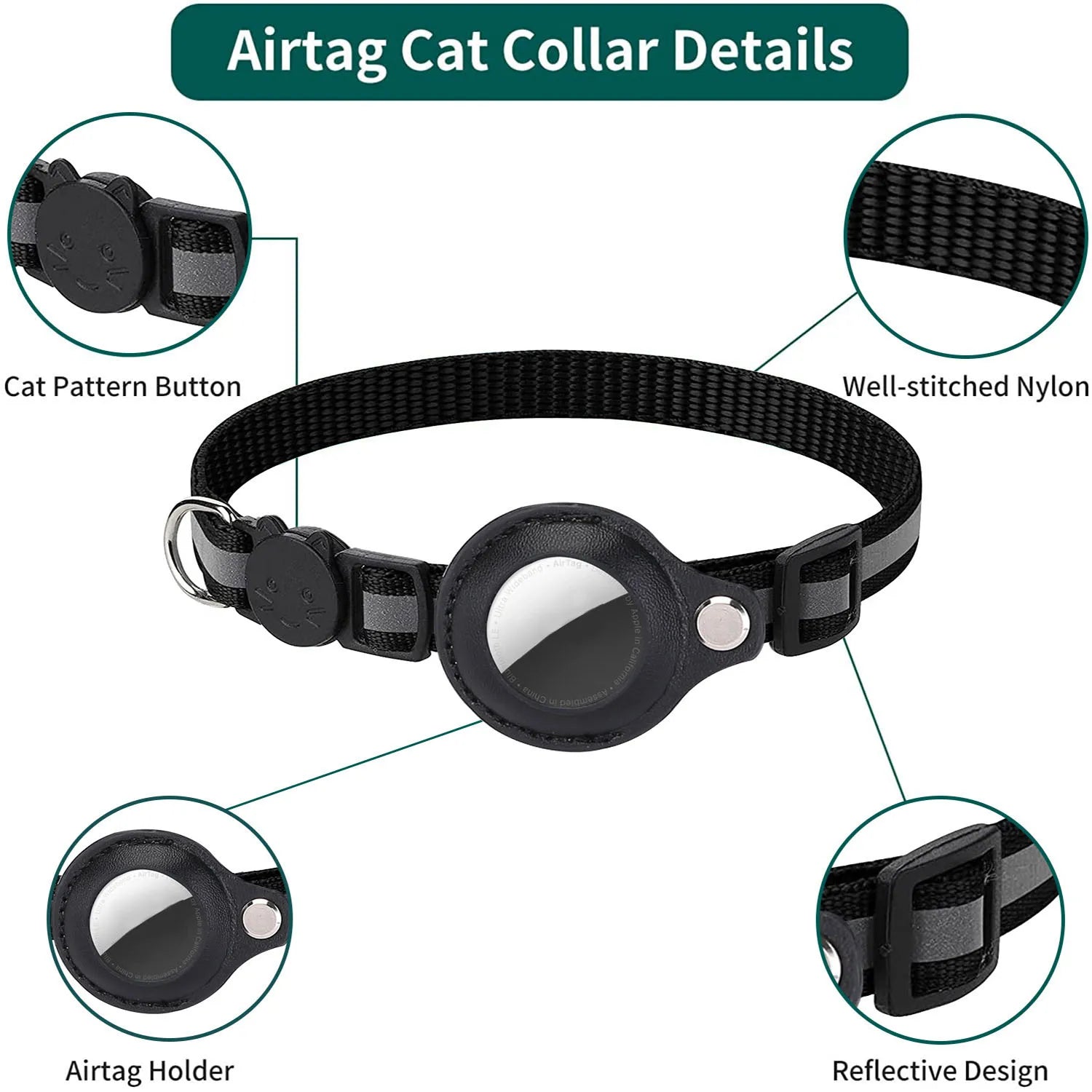 Adjustable Waterproof Collar with AirTag Holder - MY TECH PET SHOP