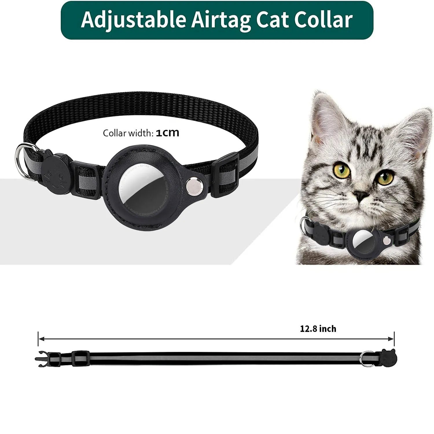 Adjustable Waterproof Collar with AirTag Holder - MY TECH PET SHOP