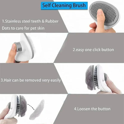 Self-Cleaning Pet Grooming Brush - MY TECH PET SHOP